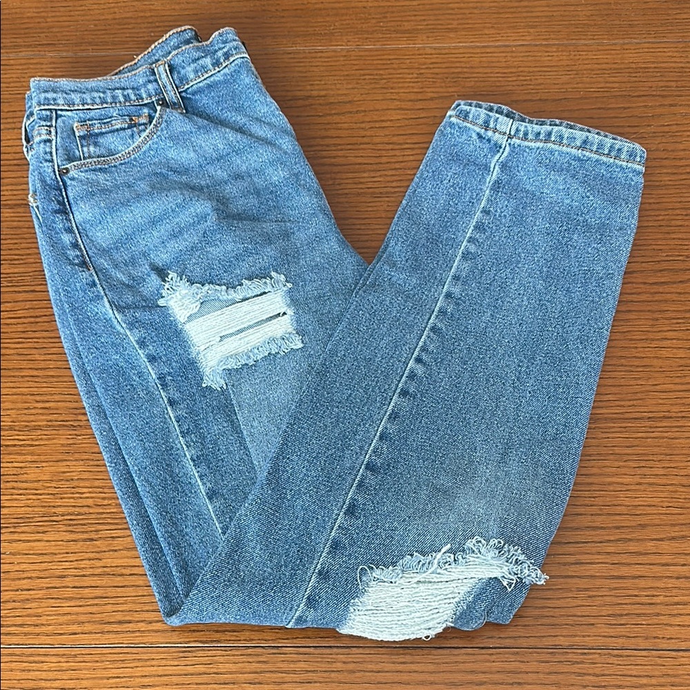Classic Blue Distressed Women's Jeans